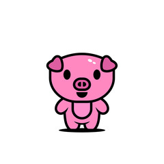 cute pig character vector