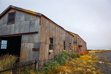 San Gregorio, Chile - March 10. 2020: Abandoned Buidings on the way to Fire Land