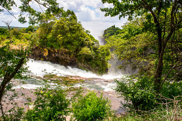 Naklejka na ściany i meble It's Zambezi river near the Victoria Falls, boarder of Zambia and Zimbabwe. UNESCO World Heritage