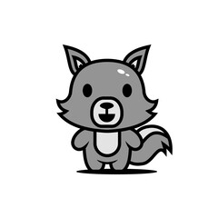 cute wolf character vector