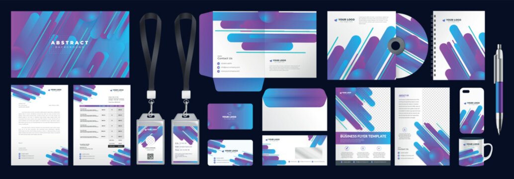 Corporate identity set branding template design kit. editable brand identity with abstract background color for Business Company and Finance Vector