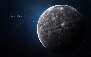Mercury - High resolution. Science 3D illustration of space. Elements furnished by Nasa