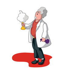 Old Scientist Character vector illustration