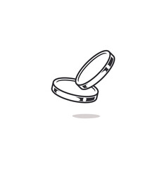 Money icon. Coins vector icon. Money vector sign. Coins Icon. Outline vector money. Vector money symbol. Bank payment symbol. World economics. Finance symbol. Currency symbol.