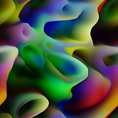 3d rainbow colored abstract seamless pattern. Organic gradient surreal background. Fluid shapes. Melting wax.