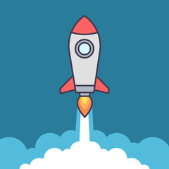 Rocket flat design icon vector