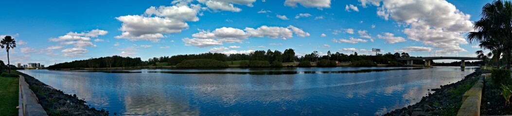 Beautiful panoramic view of Parramatta river near Ermington, New South Wales, Australia.