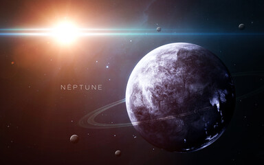 Neptune - High resolution. Science 3D illustration of space. Elements furnished by Nasa