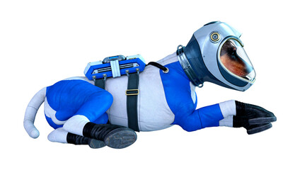 3D Rendering Astronaut Dog on White © photosvac