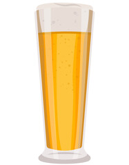 Full glass of beer. Single object isolated on white background.