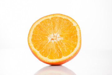 Sliced ​​orange on a white background