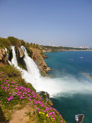 Antalya's Düden Waterfall and its colourful rainbow.