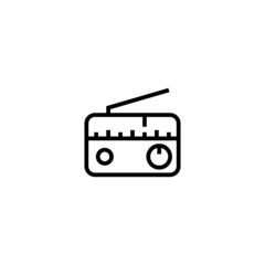 Radio vector icon. Icons of an old radio in black line style icon, style isolated on white background