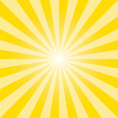 Yellow sunburst Background. Sunflower yellow color ray pattern. Summer Banner. Vector Illustration for various purposes.