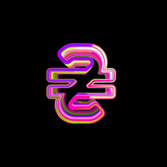 Symbol hryvnia from multi-colored circles and stripes. UFO Green, Purple, Pink