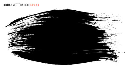 Vector hand drawn big brush stain. Monochrome ink painted stroke. Artistic backdrop. One color grungy background.