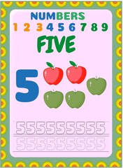 Preschool toddler math with green apple and red apple design