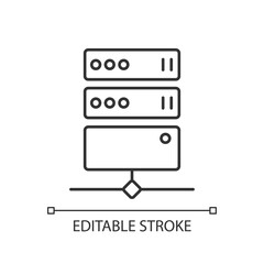 Proxy server linear icon. Online resource access. Internet privacy and virtual traffic routing thin line customizable illustration. Contour symbol. Vector isolated outline drawing. Editable stroke