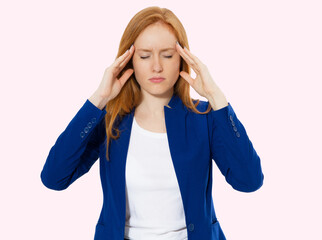 Woman do face palm, girl make facepalm, female migraine, head pain, bad feeling, tired woman