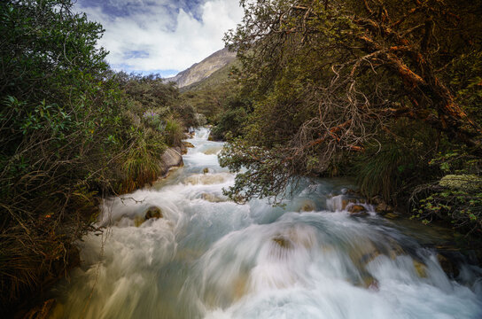 Creek running from Lake Paron, Cordillera Blanca, Peru