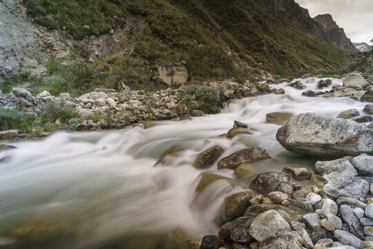 Creek running from lake Paron, Cordillera Blanca, Peru