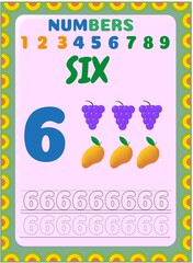 Preschool toddler math with grapes and mango design