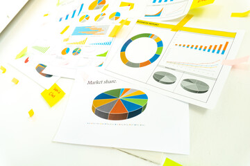 business meeting report paper stick on the wall for presentation