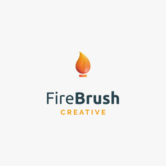 simple and creative brush fire logo design inspiration