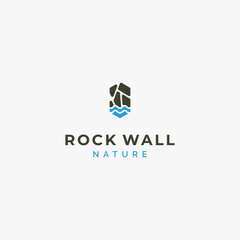 simple and creative nature rock or stone with water logo design inspiration