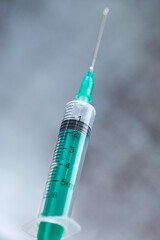 Close-up of medical syringe with drug