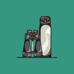 Camping items set, travel tools vector