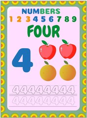 Preschool and toddler math with red apple and orange design