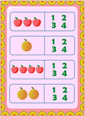 Preschool and toddler math with red apple and orange design