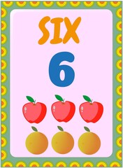 Preschool and toddler math with red apple and orange design