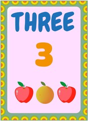 Preschool and toddler math with red apple and orange design