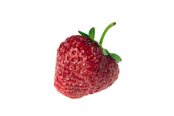 One strawberry on a white background in isolation