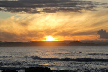 Fototapeta na wymiar Sunset at Rainbow Bay Beach in Gold Coast. Australia. June ‎12, ‎2020