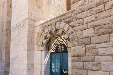 The entrance to the Danish Church in Jerusalem on Muristan street in the old city of Jerusalem, Israel