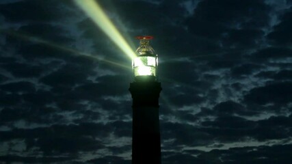 Night view on the creac'h lighthouse in Ushant island, brittany, france. This is the most powerful lighthouse in the world. - Powered by Adobe