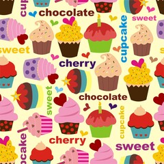 seamless pattern with cupcakes