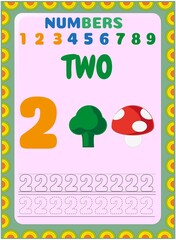 Preschool and toddler math with mushroom and broccoli design