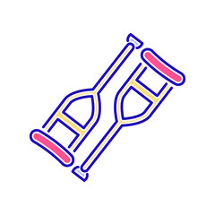 Obraz premium Axillary crutch color line icon. Isolated vector element. Outline pictogram for web page, mobile app, promo.