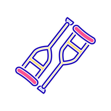 Axillary crutch color line icon. Isolated vector element. Outline pictogram for web page, mobile app, promo.