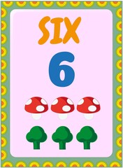 Preschool and toddler math with mushroom and broccoli design