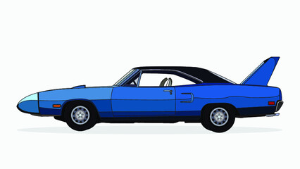 Obraz na płótnie Canvas blue car cartoon vector illustration with details and shadow effect