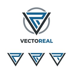 Initial Letter VR Logo Design in Round Shape 