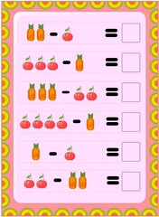 Preschool and toddler math with cherry and pineapple design