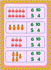 Preschool and toddler math with cherry and pineapple design
