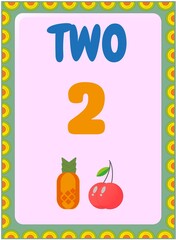 Naklejka premium Preschool and toddler math with cherry and pineapple design