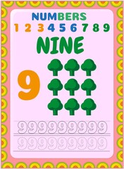 Preschool and toddler math with broccoli design